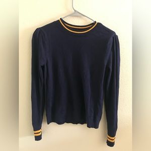 Treasure & Bond Navy Blue Sweater with Gold Detailing - Size Medium